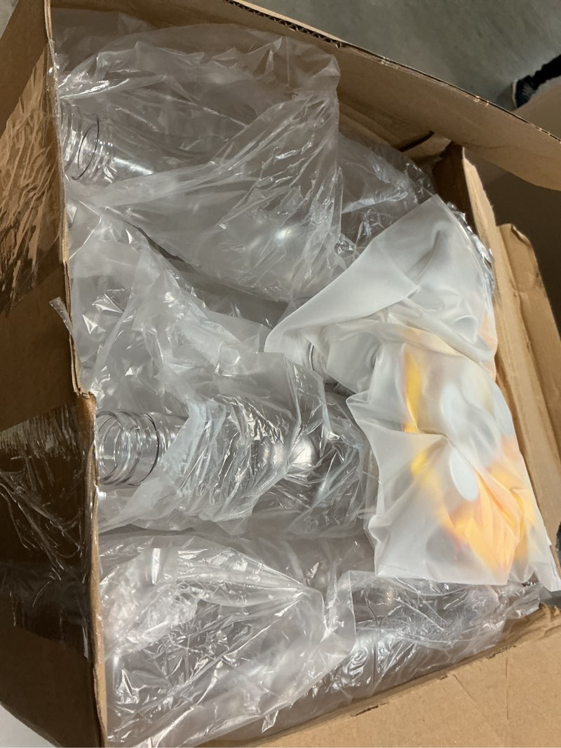 Condition photo showing Good Condition for Zhehao 24 Set 750 ml Christmas Clear Wine Bottles with Caps Tags 25 oz Holiday Xmas Home Empty Brewing Wine Bottle Botellas Para Coquito for Kitchen Bar Party New Year Decoration(Gold Foil)