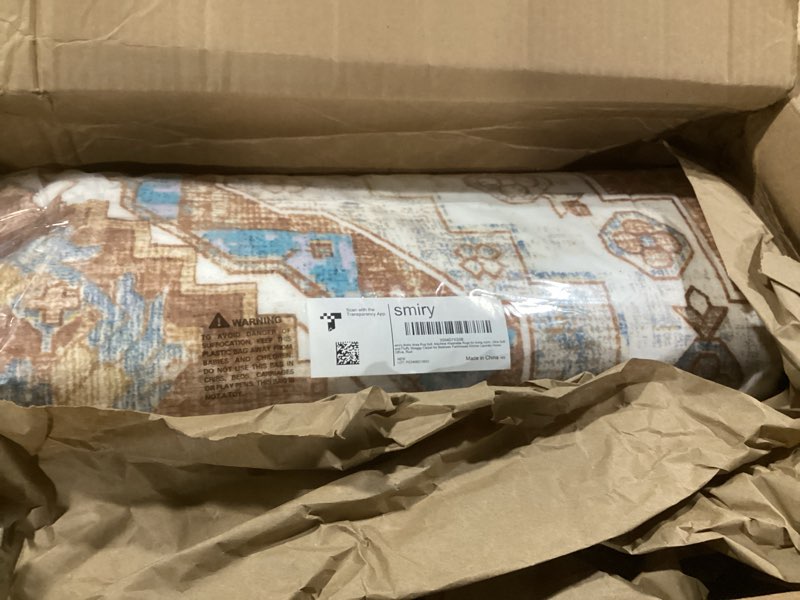 Condition photo showing As Is for (similar to )boho farmhouse rugs for living room, 6x9 washable area rug, non-slip vintage medallion carpet for bedroom, dining room, entryway (beige/yellow, 6'x9') beige/yellow 6' x 9' (rectangular)