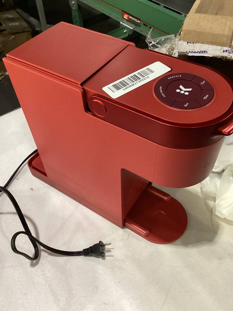 Condition photo showing As Is for *not tested*Keurig K- Slim Single Serve K-Cup Pod Coffee Maker, with 3 Brew Sizes, Multistream Technology, 46oz Removable Reservoir, Scarlet Red