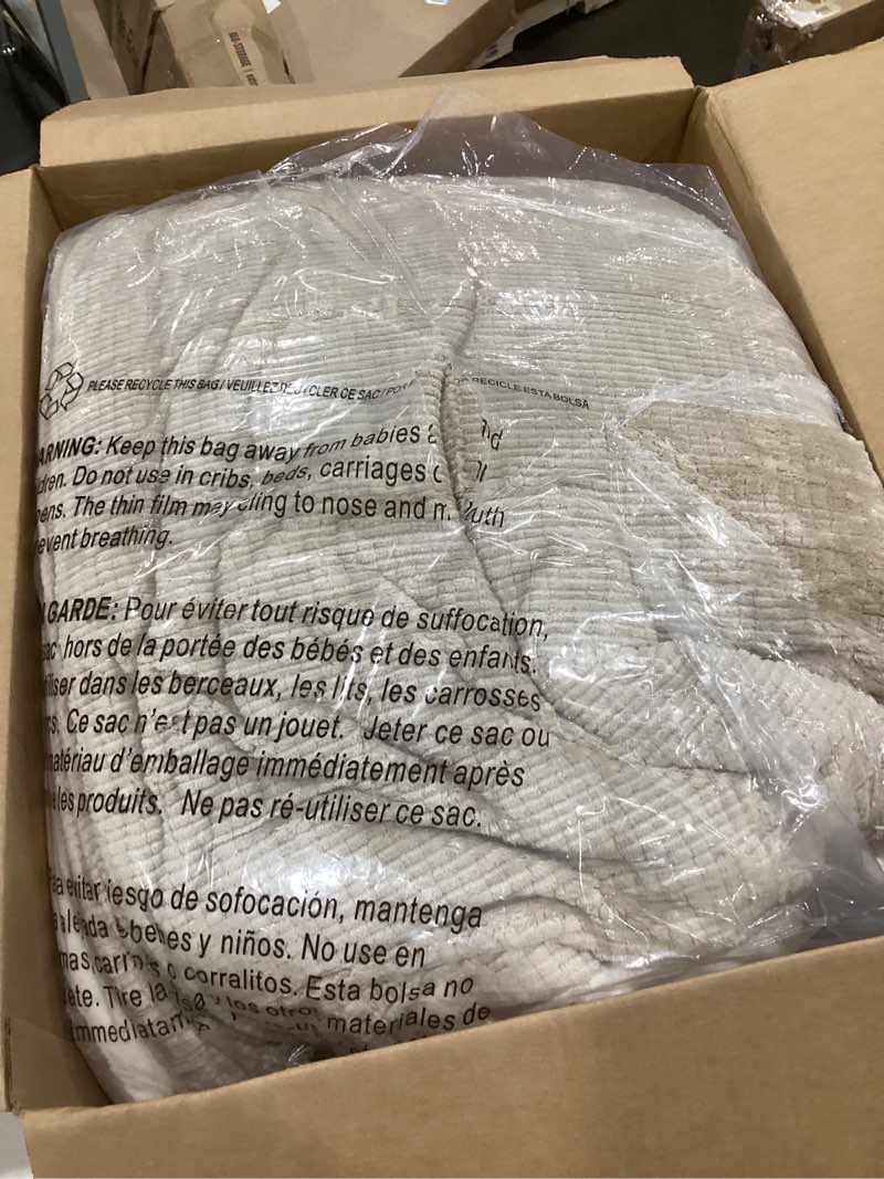 Condition photo showing Good Condition for ugg remina twin comforter set 4 piece bed in a bag with throw blanket, decorative pillow sham and reversible comforter hypoallergenic washable college dorm bedding, twin xl, brown birch beige twin