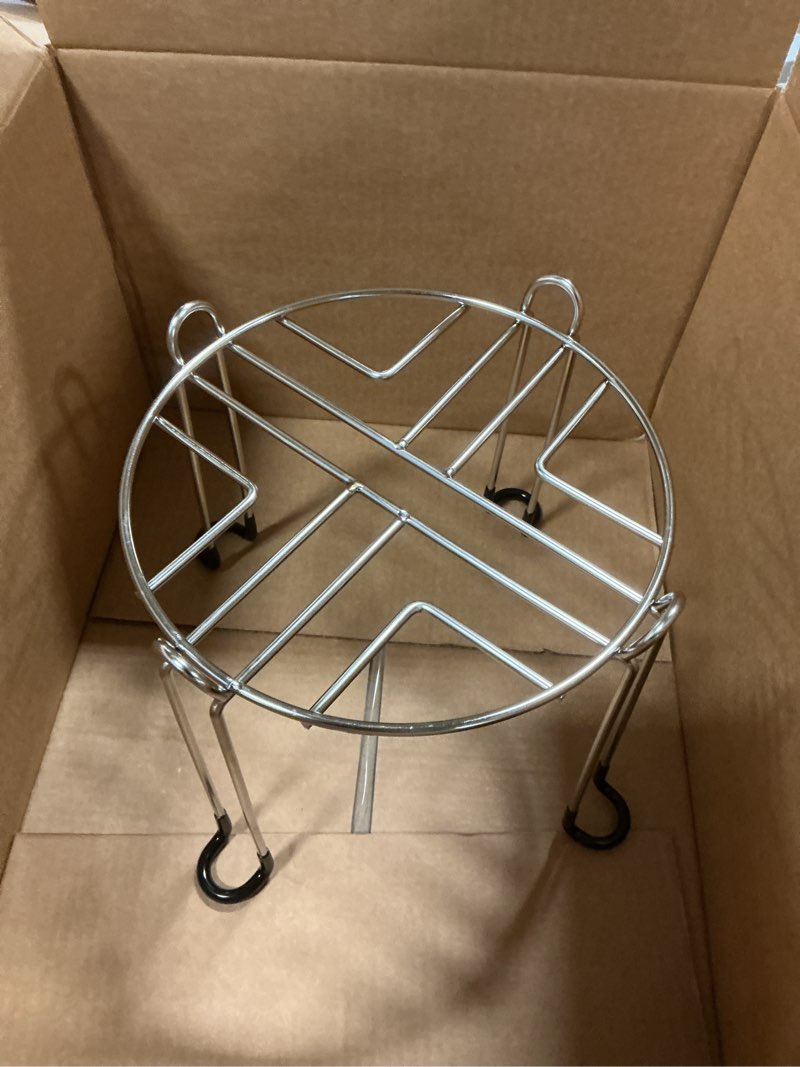 Condition photo showing New/Like New for Impresa Gravity Filter Stand - Medium, Silver 8-Inch Rise for Easy Filling & Tall Water Filter Stand - Non-Skid Feet in Polished Stainless Steel - Raised Edges & Water Dispenser Countertop