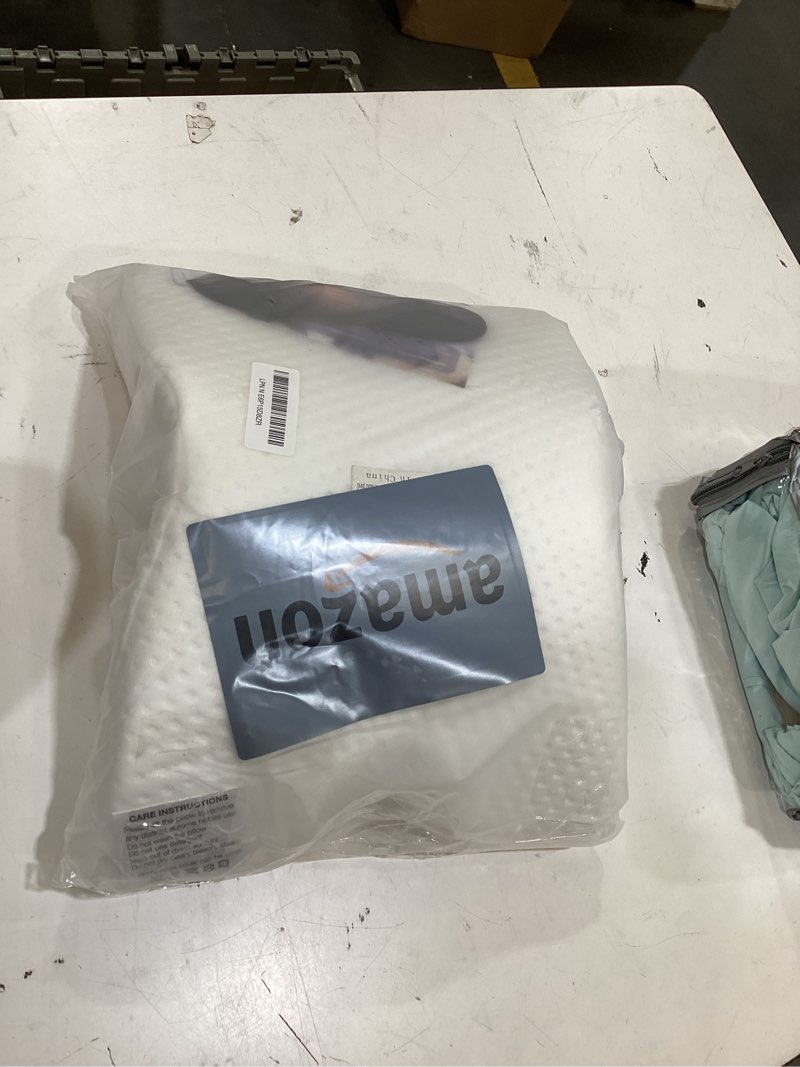Condition photo showing Good Condition for sleeping cuddle pillow for couple, memory foam arched u-shaped arm hole pillow, providing comfort and support in travel rest office and bed white