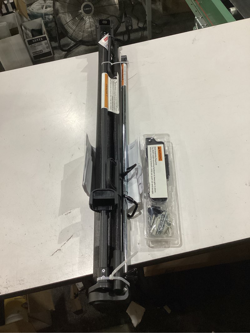 Condition photo showing New/Like New for cumbor 27-40" retractable baby gates for stairs & doorways, indoor outdoor | hardware mounted mesh dog & pet gate, easy walk through, one-hand operation, anti-crawl adjustable safety gate for dog, black black retractable width: 27"–40"