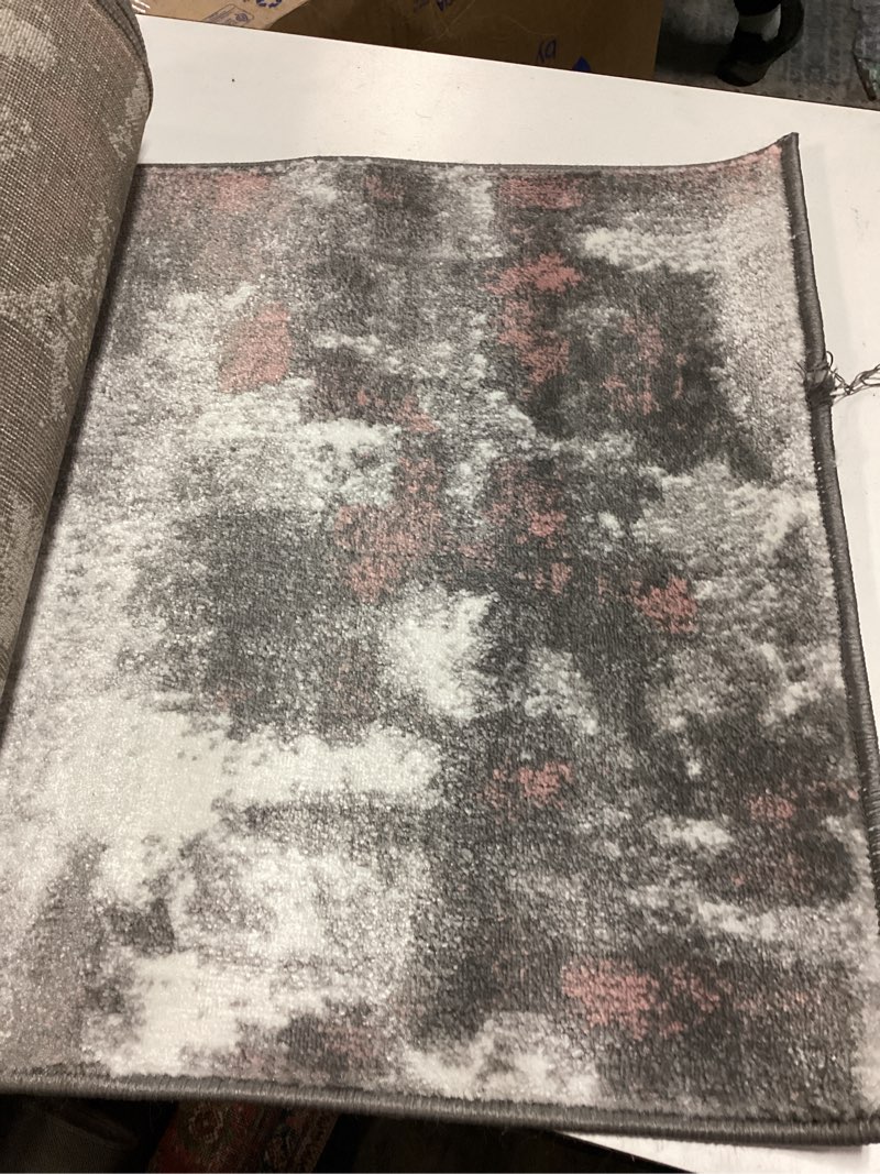 Condition photo showing As Is for Well Woven Custom Size Hallway Stair Entry Runner- Choose Your Length - Modern Caila Grey & Blush Brush Stroke 26 Inches Wide x 18 Feet Long Runner (26" x 18') Rug 2'2" x 18' (Runner) Grey Blush