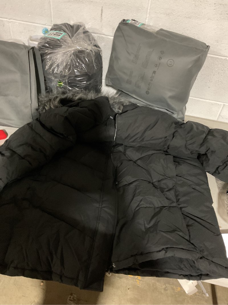 Condition photo showing As Is for wantdo women's long hooded winter coat warm quilted puffer jacket(available in plus size) 3x-large plus black