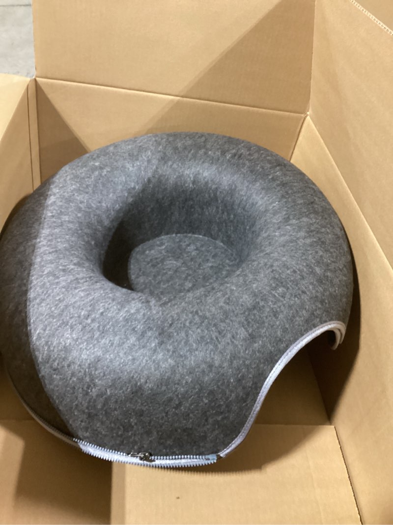 Condition photo showing Good Condition for Large Cat Tunnel Bed for Indoor Cats with 3 Toys, Scratch Resistant Donut Cat Bed, Up to 30 Lbs (L 24x24x11, Dark Grey)