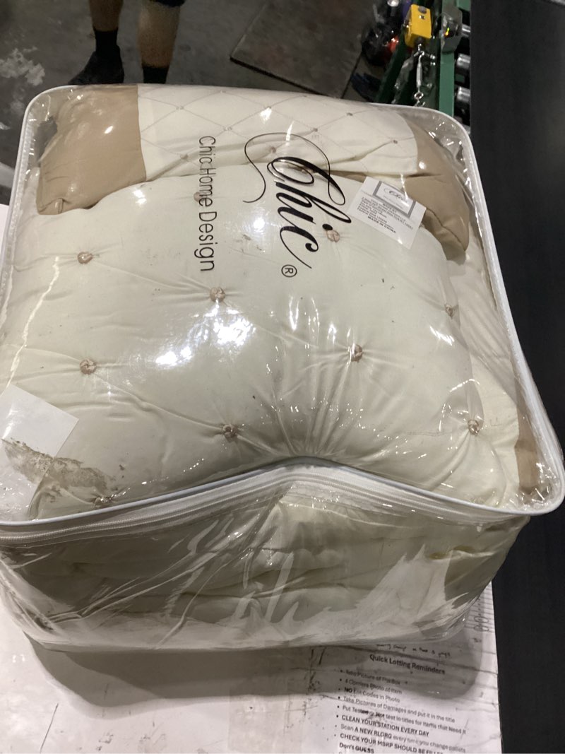 Condition photo showing New/Like New for chic home cs2124-an 10 piece cheryl comforter set, queen, beige