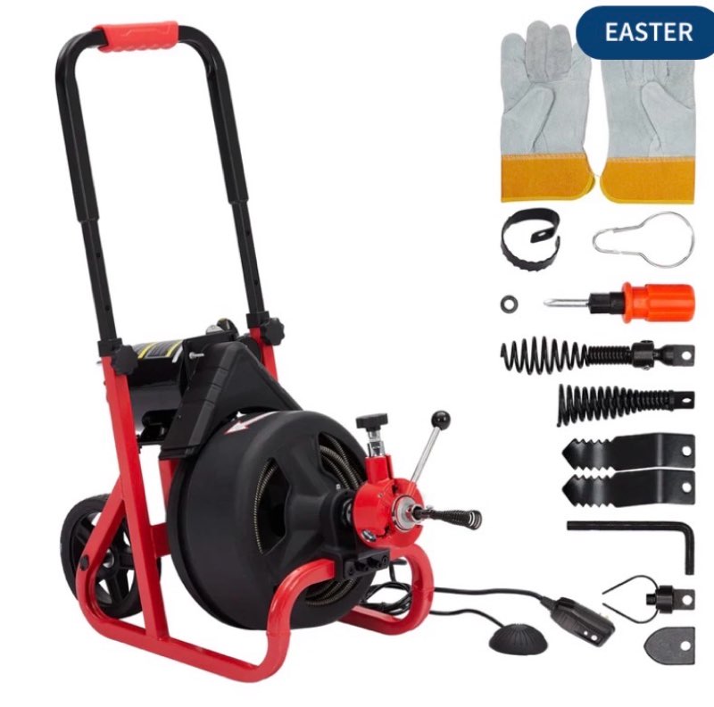 Garvee 75Ft x 1/2 Inch Drain Cleaner Machine - Auto-Feed Electric Drain Auger