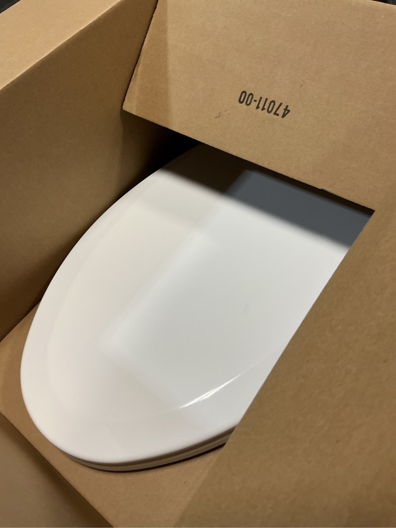 Condition photo showing As Is for bemis 1500ec 390 lift-off wood elongated toilet seat, cotton white (pack of 1)
