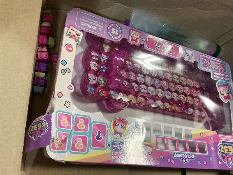 Condition photo showing As Is for Clickeez Keyboard Mega Pack - The Ultimate Starter Set | Includes Storage Keyboard & 15 with Exclusive Mega Pack Characters | Clickable Collectibles | Ages 6+