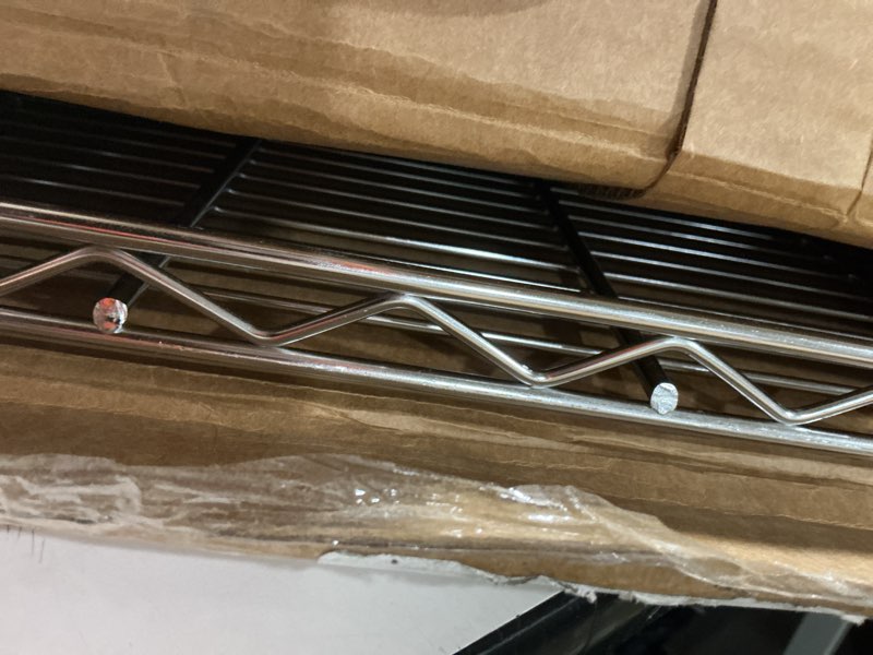 Condition photo showing As Is for FSE 373-1842C Wire Shelf, 42"W x 18"D, 600-800 lb. Capacity, Chrome Plated Finish, NSF