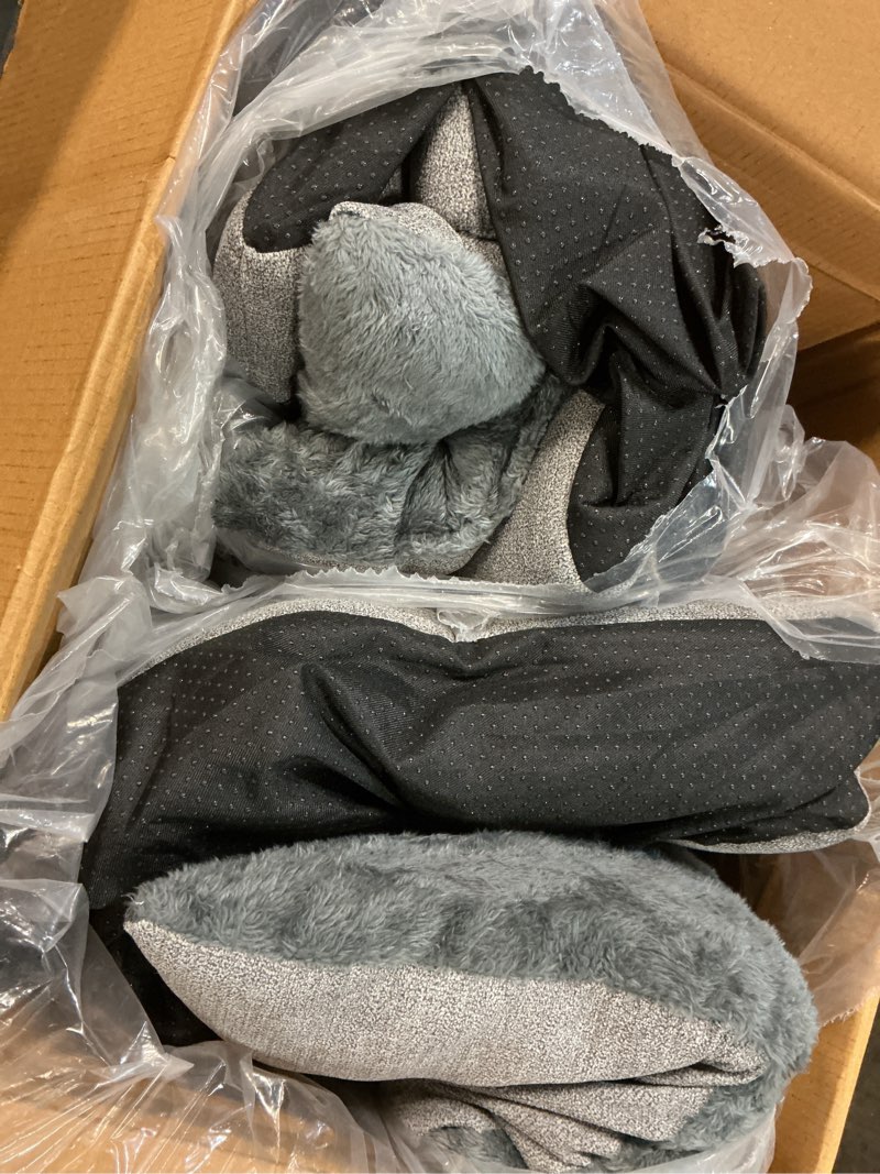 Condition photo showing As Is for best pet supplies cat bed for indoor cat, domed tent house with removable pillow, covered cat cave for small dog, puppies and all breeds of cats - gray, 20 x 20 x h:22" gray (tent) 20" x 20" x h:22"