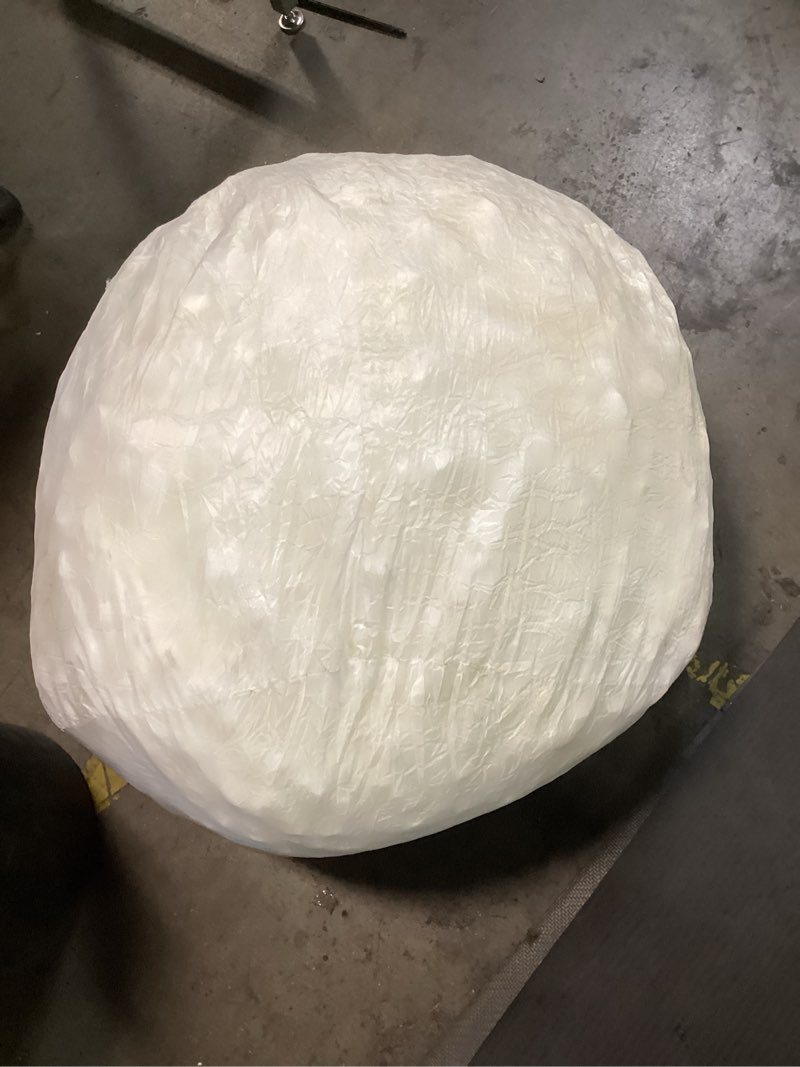 Condition photo showing Good Condition for small pouf ottoman foot rest footstool and ottomans small for couch foot stools for living room boho couch ottoman white beige pouf ottomans 26x18 foot rest poufs round stool 26"d x 26"w x 18"h beige