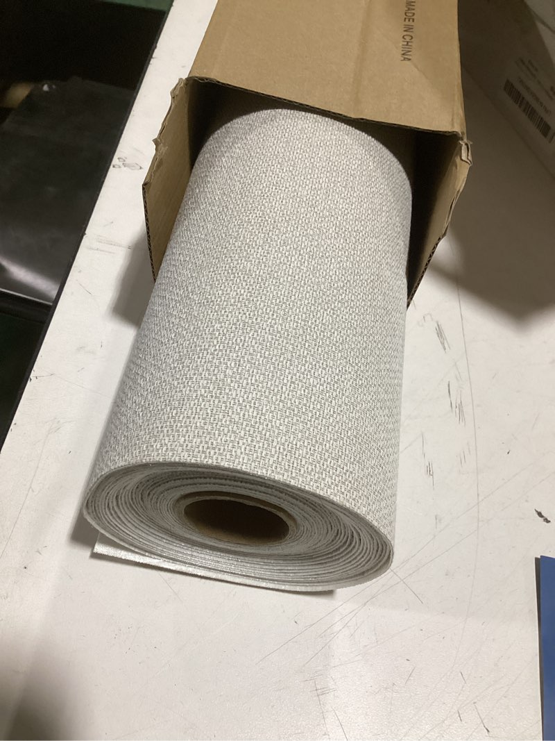 Condition photo showing Good Condition for beige peel and stick wallpaper slight velvety feeling woven fabric grasscloth textured washable thick self-adhesive contact paper removable (16.5"x236.2") s76 beige 16.5" x 236.2"