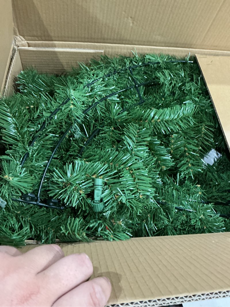 Condition photo showing As Is for best choice products 48in artificial pre-lit fir christmas wreath decoration w/ 200 led lights  714 tips  power plug-in