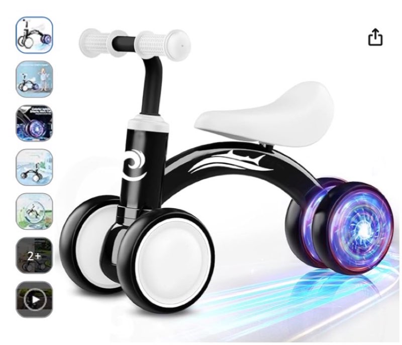 Gamfeiny Colorful Lighting Baby Balance Bike Toys for 1 Year Old Boy Girl Gifts, 10-36 Month Toddler Balance Bike, No Pedal 4 Silence Wheels & Soft Seat First Riding on Toys, 1st Birthday Gifts