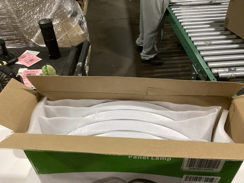 Condition photo showing As Is for 4pk 15.8 inch led flush mount ceiling light, 32w, 3480lm, 3000k/4000k/6000k cct selectable, round flat panel light low profile ceiling light fitures for hallway, kitchen, bedroom, laundry room 15.8" white