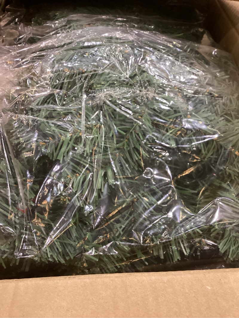 Condition photo showing Good Condition for Artificial Christmas Garland with Red Berries Pine Cones, 50 Waterproof LED Warm White Lights Christmas Indoor Outdoor Garland for Xmas Stairs Fireplace Front Door Decoration (55.12 ft)