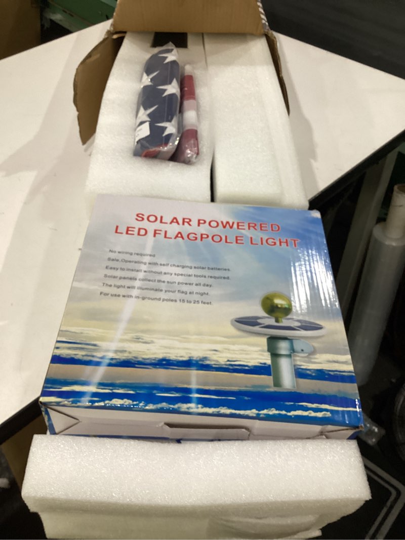Condition photo showing New/Like New for 20ft telescoping heavy duty flag pole with solar light,extra thick 11-gauge aluminum,true glory edition, easy setup for outside houseor yard, with 3x5 usa flag & all hardware-120 mph wind tested 20 ft