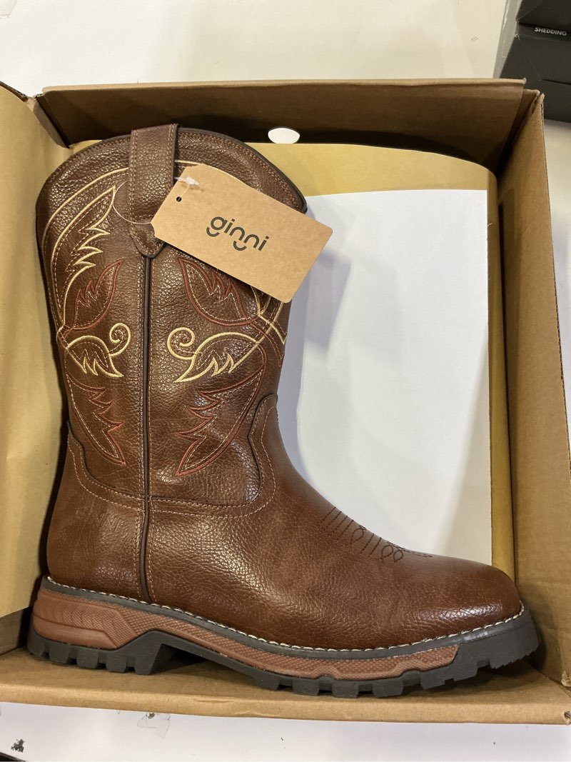 Condition photo showing New/Like New for  ( size 5BK ) GINNI Kids Cowboy Boots for Boys Girls Cowgirl Boots Square Toe Mid Calf Western Riding Shoes for Toddler/Little Kid/Big Kid Toddler Brown 1