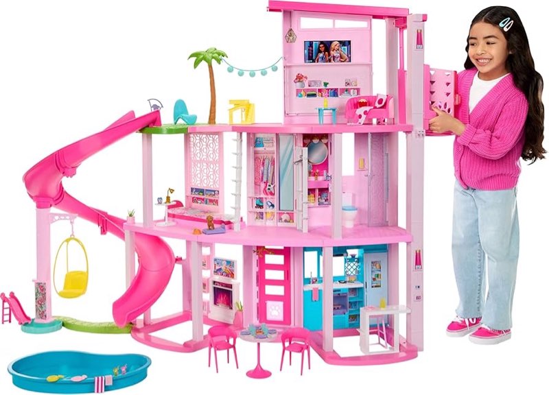 Barbie Dreamhouse, Pool Party Doll House with 75+ Pieces and 3-Story Slide, House Playset, Pet Eleva