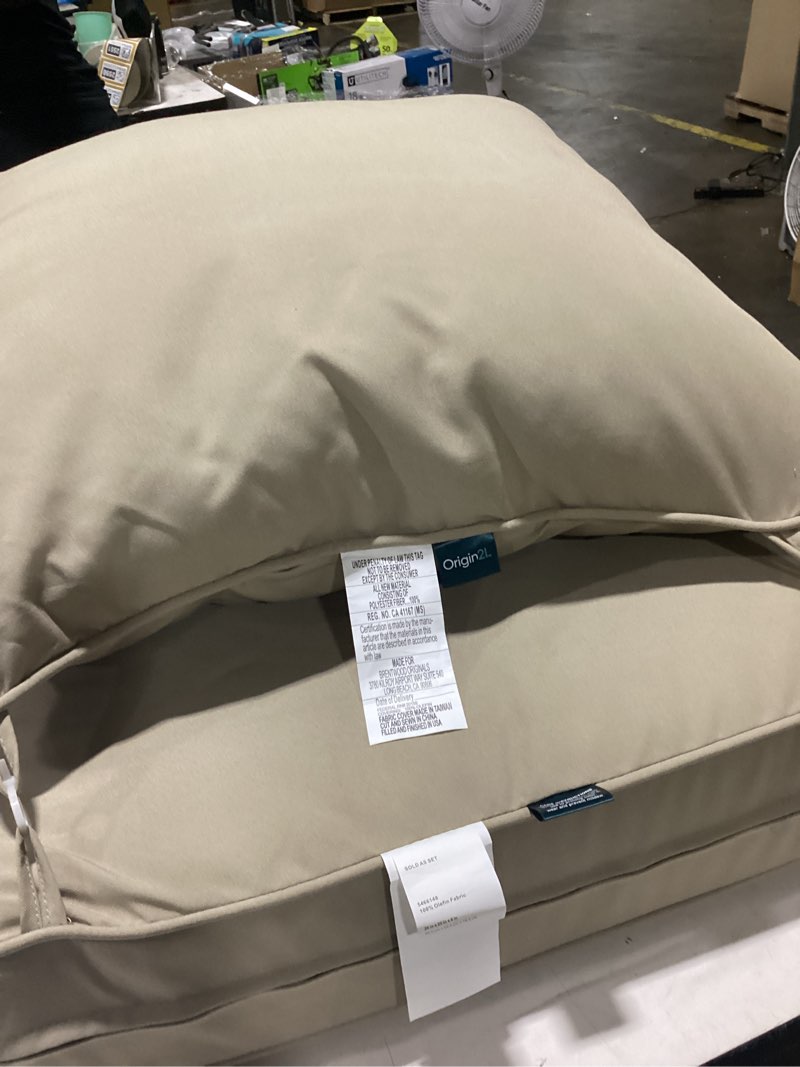 Condition photo showing As Is for origin 21 25-in x 25-in 2-piece canvas deep seat patio chair cushion