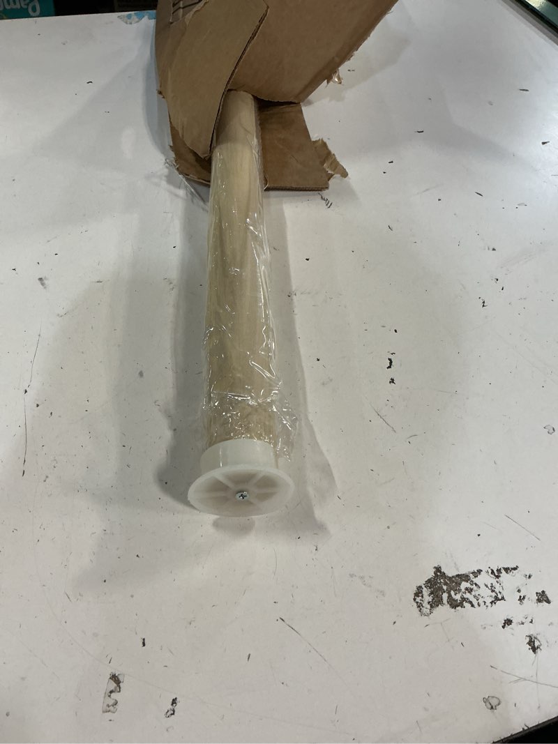 Condition photo showing Good Condition for closet rod for hanging clothes, 4 ft wood closet pole, 1-3/8" thick heavy duty closet rod with plastic brackets & screws, natural clothes hanging rod for closet organization, made in usa 4 ft long