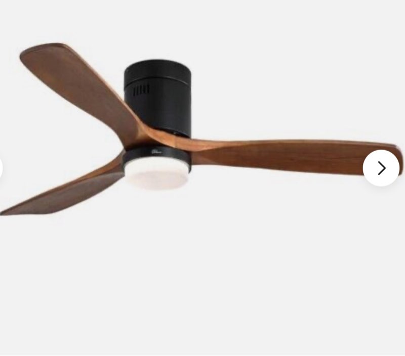 Sofucor 3-Blades 52” Flush Mount Ceiling Fan W/Light Remote KBS-52144-BKDC-HTM