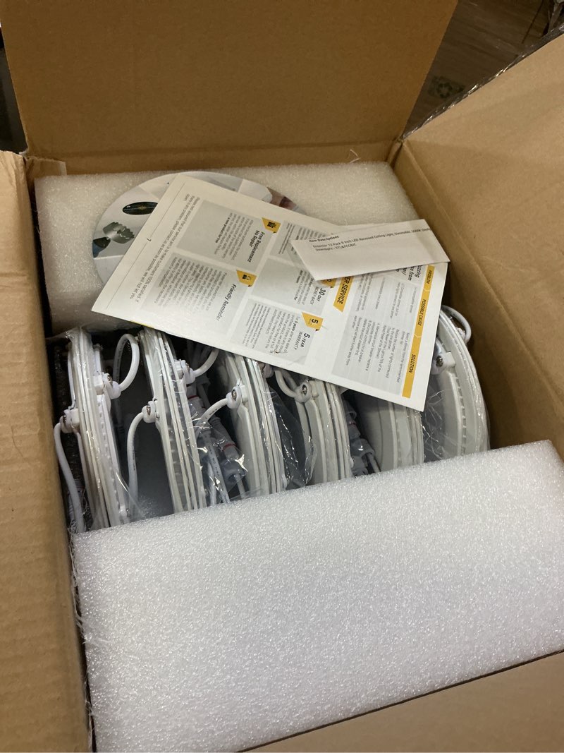Condition photo showing Good Condition for ensenior 12 pack 6 inch led recessed ceiling light, dimmable, 5000k daylight, 1050lm 12w 120v, high brightness canless wafer downlight - etl&fcc&ic 6 inch 5000k - daylight