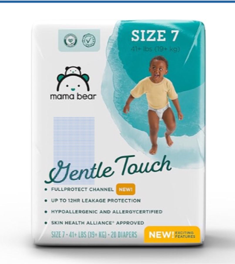 brand - mama bear gentle touch diapers hypoallergenic size 7 20 count ( 8 pack )