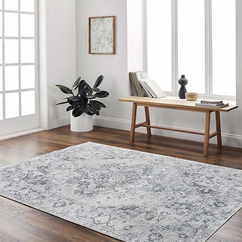 Hauteloom Ankti Living Room, Bedroom Machine Washable Area Rug - Blue, Ivory, Gray - 2'3" x 3'9"