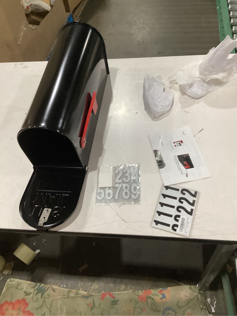 Condition photo showing New/Like New for Black Metal Mailboxes for Outside Post Mount, Standard Mail Box, Galvanized Steel Heavy Duty Mailbox, Medium Capacity, 19 x 8.7 x 6.7 inches