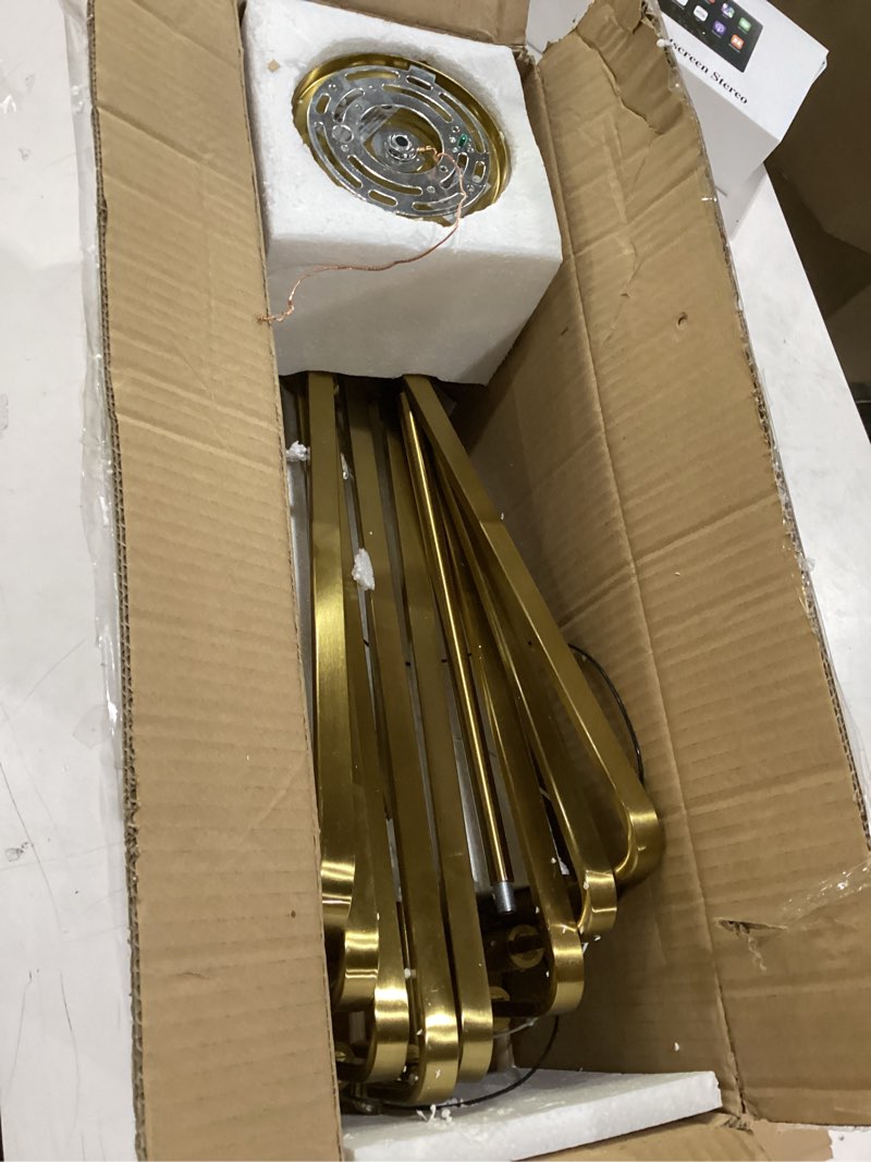 Condition photo showing Good Condition for 38" Gold Chandeliers for Dining Room, 8-Light Modern Farmhouse Chandelier Light Fixture, Brushed Brass Industrial Candle Lighting Hanging Ceiling for Living Room Bar Kitchen Island Lights 38"-8 Light, Gold