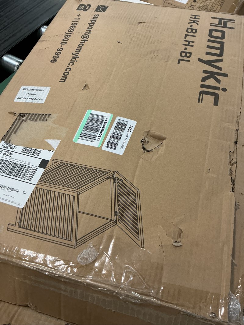 Condition photo showing As Is for Homykic Bamboo Laundry Hamper with Lid, 120L Large Clothes Laundry Sorter with Removable 2-Section Liner Bag, Raised Laundry Basket Organizer for Clothing, Bathroom, Bedroom, Laundry Room, Black