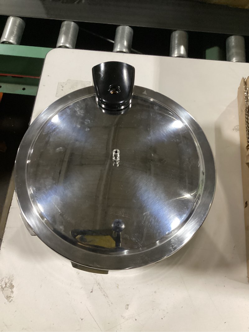 Condition photo showing As Is for (missing handle) presto 01362 6-quart stainless steel pressure cooker 6 quarts cooker