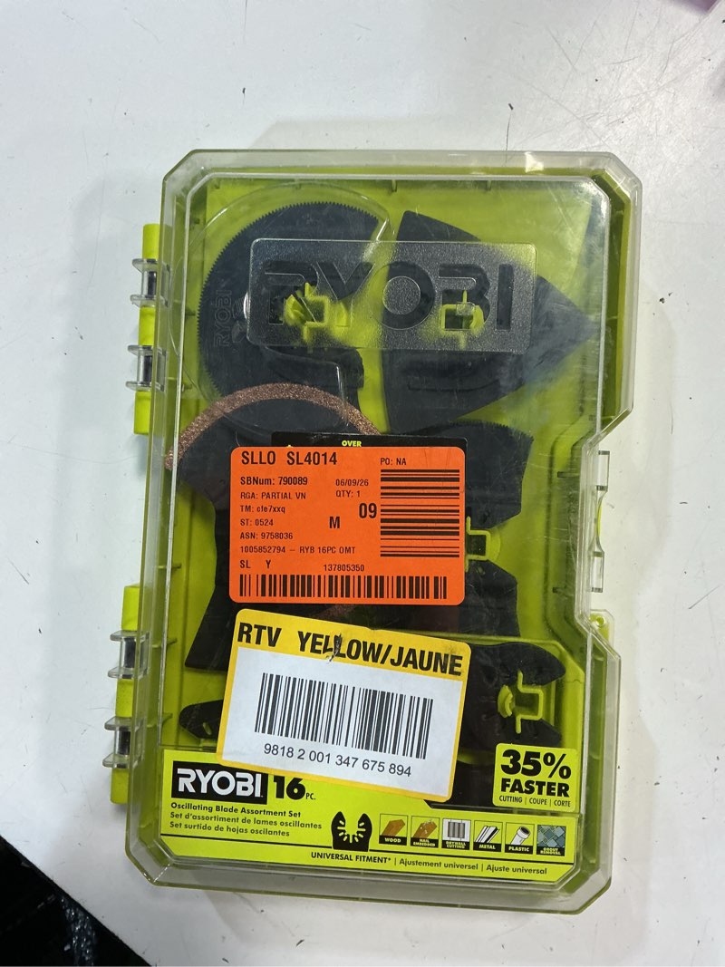 Condition photo showing As Is for 16-piece oscillating multi-tool blade accessory set
