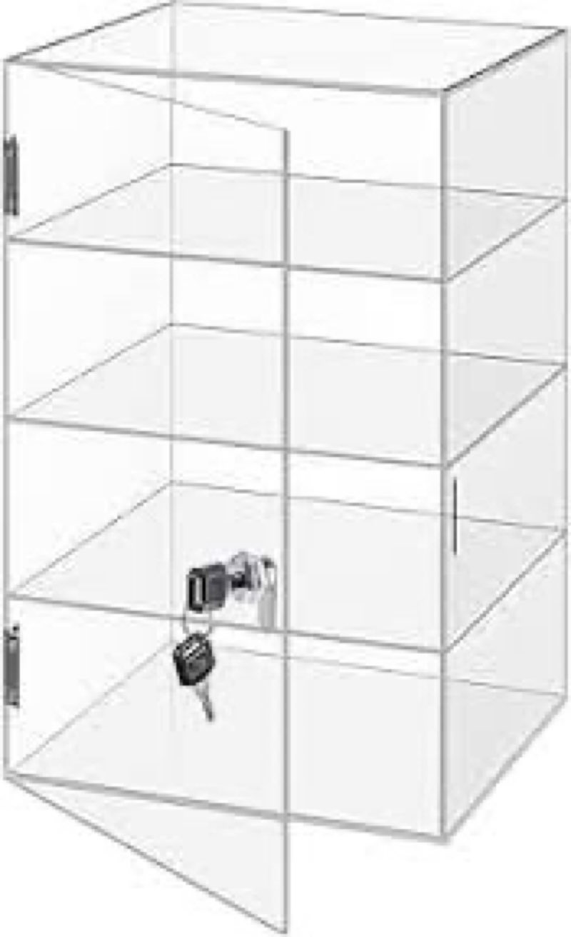 Barydat Acrylic Display Case with Lock Key Countertop Display Case Clear Showcase Display Cabinet Mu