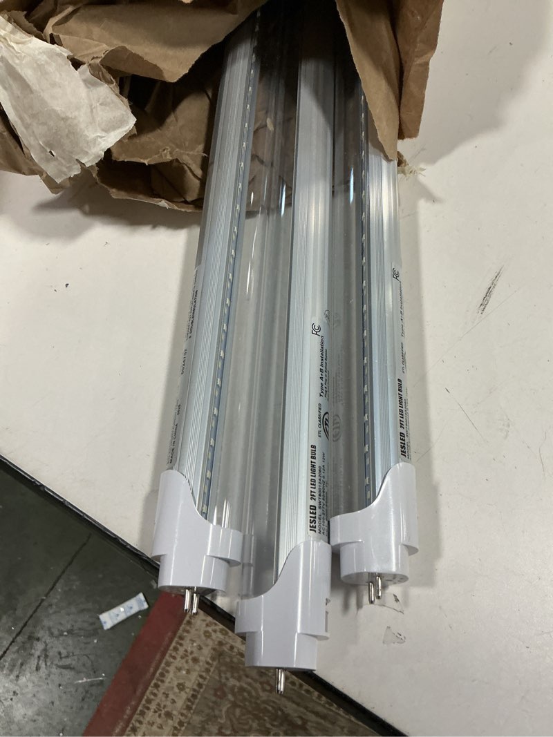 Condition photo showing As Is for JESLED 2FT T8 LED Tube Light, 12W(30W Equivalent), 1680LM, 6000K, Ballast Bypass, 24 Inch F20T12 Flu