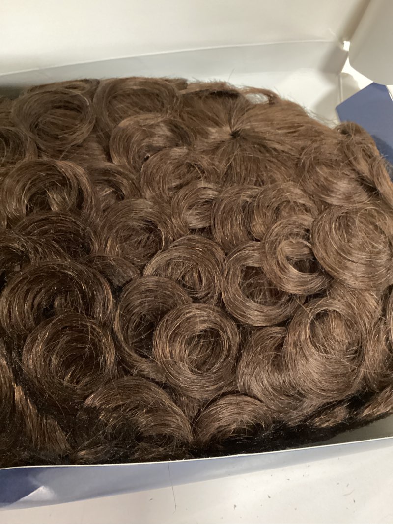 Condition photo showing New/Like New for short curly wig pixie cut human hair for black women 4# chocolate color short wig for women human hair layered haircut summer glueless wigs with bangs wear and go wigs