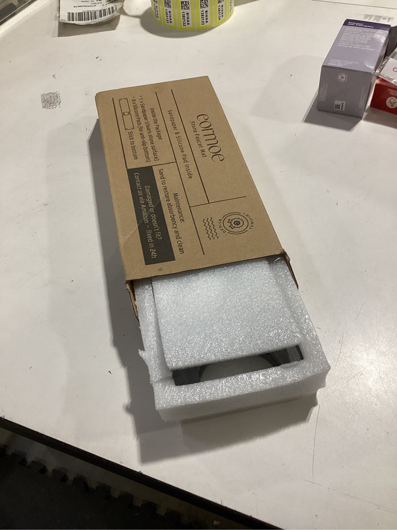 Condition photo showing New/Like New for Diatomite Stone Sink Candy - Instant Dry Stone Sink Tray around Faucet, Prevents Moisture Buildup - Faucet Splash Guard for Bathroom Counter (Dark Grey, 20" x 3.9") Dark Gray 20" x 3.9"