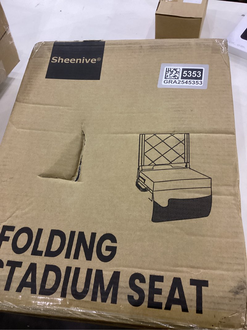 Condition photo showing New/Like New for Sheenive Stadium Seats for Bleachers with Back Support, Bleacher Seats with Backs and Cushion Wide, Padded Portable Folding Comfort Stadium Chair with Shoulder Strap, Perfect for Sports Events Black 1