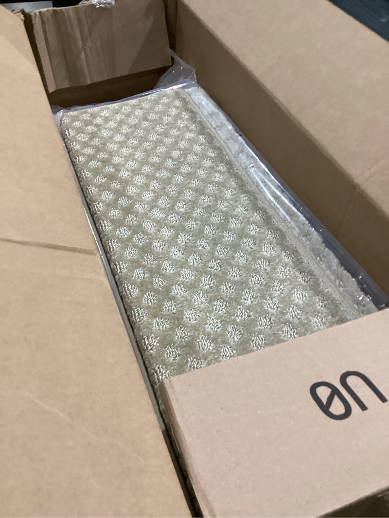 Condition photo showing Good Condition for PURE ERA Bullnose Carpet Stair Treads Tape Free Non-Slip Indoor Stair Protectors Pet Friendly Stair Treads for Wooden Steps 9.5" x 30"(14 Pieces,Cream Gray Mini-Diamond Trellis) Cream Gray Mini-diamond Trellis 14 Pieces with Bullnose