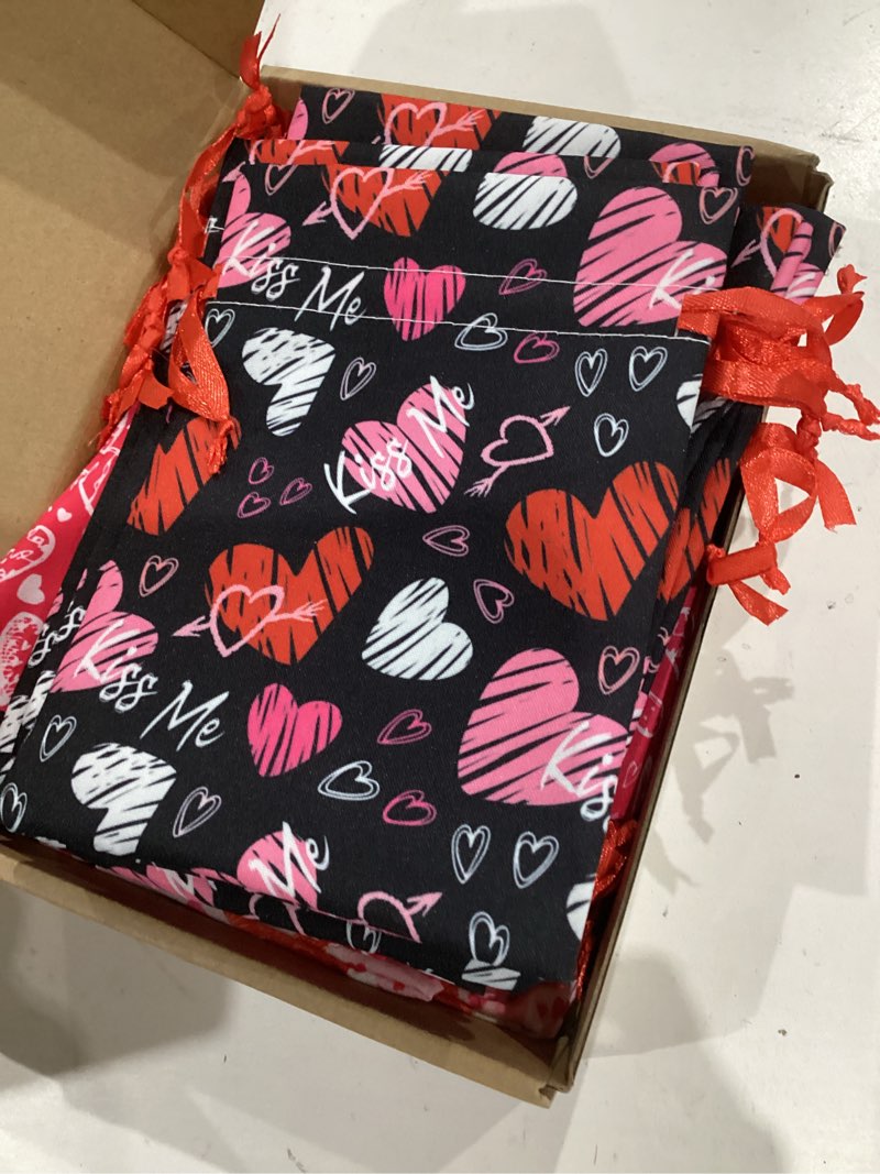 Condition photo showing New/Like New for Capoda 50 Pcs Valentines Day Treat Bags Drawstring Candy Bags Valentine Heart Shaped Gift Bag Pouch for Valentine's Day Classroom Exchange Gifts Wedding Party Favor Supplies