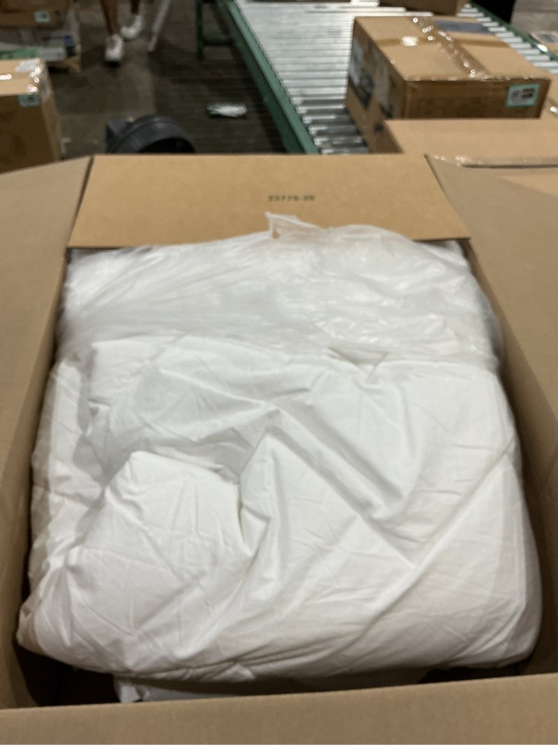 Condition photo showing As Is for duvet insert cotton comforter king size white down alternative fill duvet insert 100% cotton shell quilted fluffy comforter lightweight all season 8 corner tabs durable breathable noiseless white king