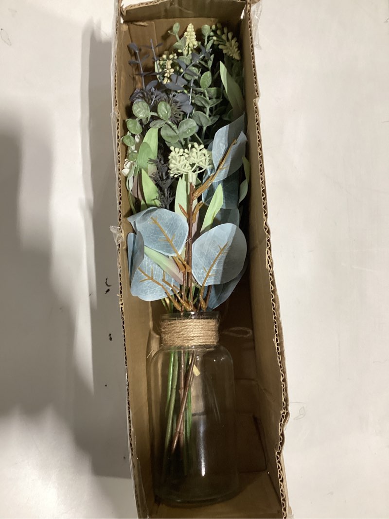 Condition photo showing Good Condition for fake flowers in vase artificial flowers coffee table decor, faux flowers in vase, flower arrangements artificial plants silk flowers for home decor indoor centerpiece table decorations (blue white)