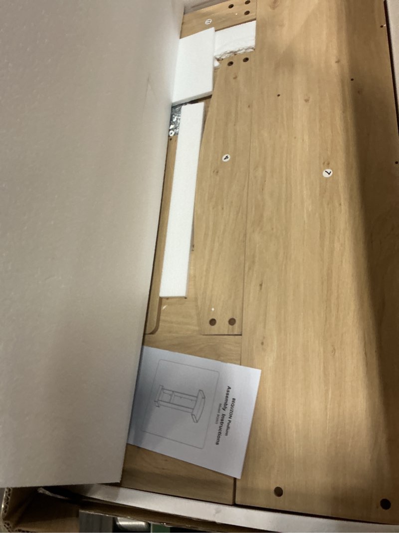 Condition photo showing Good Condition for wooden podium stand with storage shelves, oak color, 47.5" height, lectern for presentations, church, classroom, wedding speech, heavy sturdy base, 23.6x15.7 inches desktop
