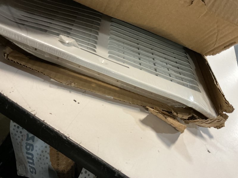 Condition photo showing As Is for 18x12 vent register [duct opening], vent covers for home ceiling, two-way ventilation register, adjustable solid steel wall register vent cover (18"w x12"h [duct opening])