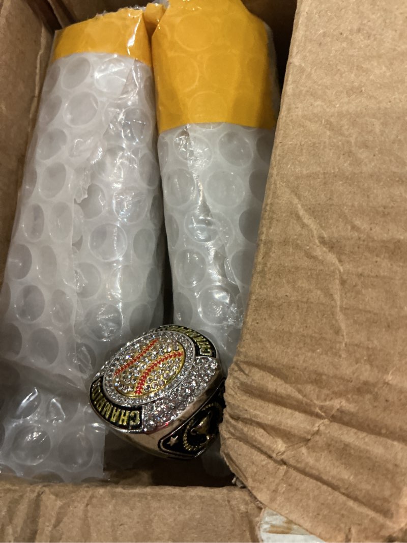Condition photo showing New/Like New for size 7-14 softball baseball championship rings basebll ring trophy sport ball award gift winner tournament team size 11 12 pcs gold baseball rings