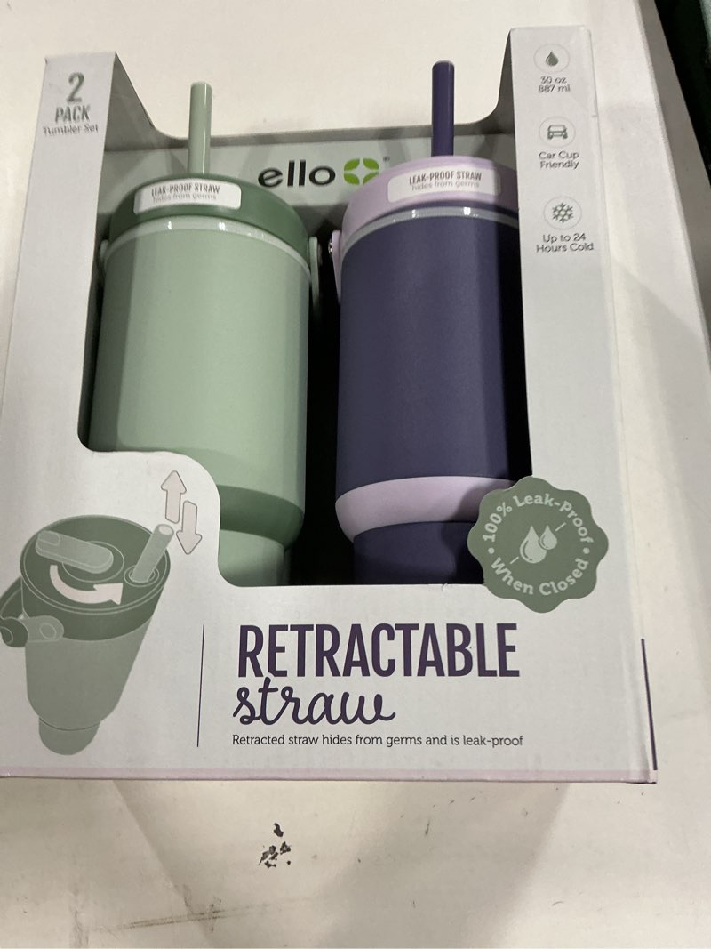 Condition photo showing New/Like New for ello oasis go 30oz leak-proof stainless steel tumbler, 2 pack