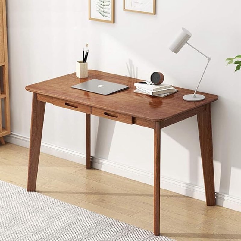 iotxy solid wood writing desk - home office workbench desk with drawer, laptop computer work study table
